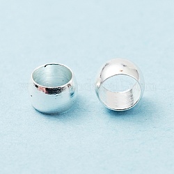 Messing Perlen, cadmiumfrei und bleifrei, langlebig plattiert, Rondell, Silber, 4x2.5 mm, Bohrung: 3 mm
