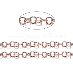 Ионное покрытие (ip) 304 роликовая цепь из нержавеющей стали, отрыгивающая цепь, с катушкой, для изготовления ювелирных изделий, несварные, розовое золото , 5x0.8 мм, около 32.8 фута (10 м) / рулон