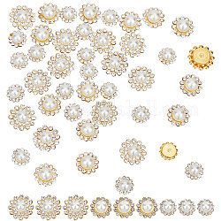 Gorgecraft 120 pz 3 stile fiore cucire su strass, strass di plastica, con finte perle e castoni in ferro dorato, cirstallo, 9~13x7.5~8.5mm, 40pcs / style