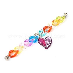 Acrylic Curb Chain Phone Case Chain, Anti-Slip Phone Finger Strap, Phone Grip Holder for DIY Phone Case Decoration, Heart, Platinum, Colorful, 180mm