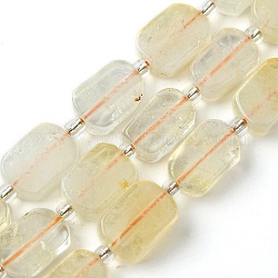 Chapelets de perles de citrine naturelle, avec des perles de rocaille, rectangle, 11.5~12.5x7.5~10x5~6.5mm, Trou: 0.8~0.9mm, Environ 13 pcs/chapelet, 7.68~8.07 pouce (19.5~20.5 cm)