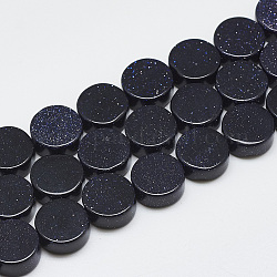 Synthetische blauen goldstone Perlen Stränge, Flachrund, 10~10.5x5 mm, Bohrung: 1 mm, ca. 40 Stk. / Strang, 16.3 Zoll