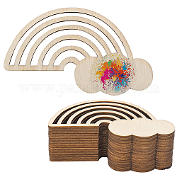 Décorations de pendentif en bois arc-en-ciel inachevé bricolage, pour accrocher la fabrication d'artisanat, linge, 5.7x9.9x0.2 cm