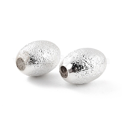 Perles texturées en laiton écologiques, sans cadmium et sans plomb, couleur d'argent, 12x8mm, Trou: 3mm