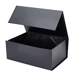 Paper Fold Boxes, Gift Wrapping Boxes, for Jewelry Candy Wedding Party Favors, Rectangle, Black, 17.5x25x10.4cm