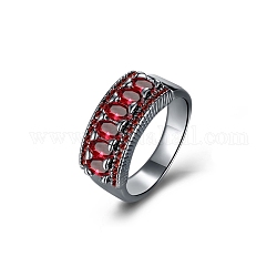 Elegante anillo de dedo de circonio cúbico de latón, anillos de banda ancha, rojo, gunmetal, nosotros tamaño 6 (16.5 mm)