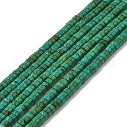 Fili di perline howlite naturale, Rotondo piatto / disco, tinto, perline Heishi, verde mare, 4~4.5x2~3mm, Foro: 1 mm, circa 161~173pcs/filo, 15.47~15.71'' (39.3~39.9 cm)