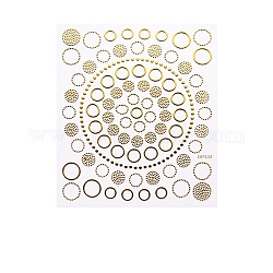 Calcomanías de arte de uñas 3D calcomanías, estampado de oro, autoadhesivo, para decoraciones con puntas de uñas, patrón redondo, 90x77mm, tamaño del paquete: 95x138 mm