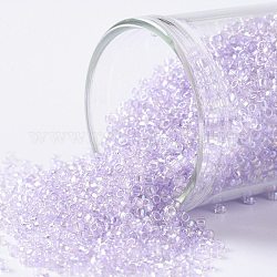 TOHO Round Seed Beads, Japanese Seed Beads, (477) Dyed AB Lavender Mist, 15/0, 1.5mm, Hole: 0.7mm, about 15000pcs/50g