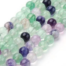 Chapelets de perles en fluorite naturel, ronde, 6~6.5mm, Trou: 1mm, Environ 63 pcs/chapelet, 15.5 pouce (39.5 cm)