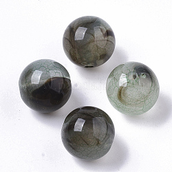 Perles en acrylique transparentes craquelées, ronde, vert de mer moyen, 12x11.5mm, Trou: 1.8mm, environ 520 pcs/500 g