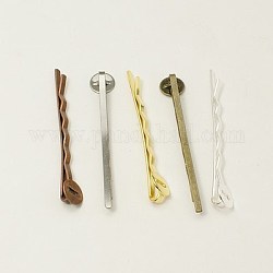 Accessori di forcina di ferro, colore misto, circa 2 mm di larghezza, 52 mm di lunghezza, 2 mm di spessore, vassoio: 8mm