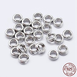 925 раздельные кольца из серебра с родиевым покрытием, кольца прыжок двойной петли, круглые кольца, платина, 4x2 мм, внутренний диаметр: 2.5 мм