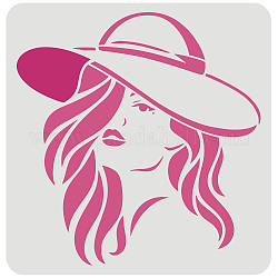 FINGERINSPIRE Lady Stencil for Painting 30x30cm Reusable Woman Face Stencil Urban Beauty Pattern Stencil Beautiful Girls Stencil for Painting on Wall, Wood, Furniture, Fabric and Paper
