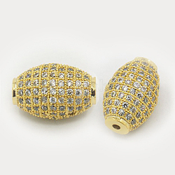 Messing Mikro ebnen Zirkonia Perlen, Oval, golden, 16x11.5 mm, Bohrung: 2 mm