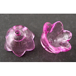 Perles en acrylique transparente, fleur, teinte, fuchsia, environ 10 mm de large, épaisseur de 6mm, Trou: 1.5 mm