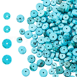 HOBBIESAY 2 Strands 2 Styles Natural Howlite Beads Strands, Heishi Beads, Dyed & Heated, Flat Round/Disc, Turquoise, 6~8x3mm, Hole: 0.8~1mm, 1 strand/style