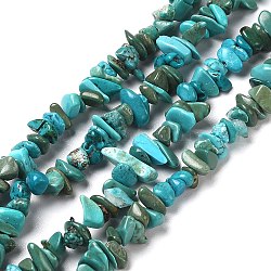 Fili di perline turchesi naturali, tinto, turchese scuro, 5~8x5~7x1~3mm, Foro: 0.7 mm, 32.68'' (83 cm)