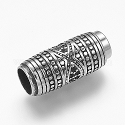 Fermoirs magnétiques en 304 acier inoxydable, colonne, argent antique, 29x13mm, Trou: 8mm