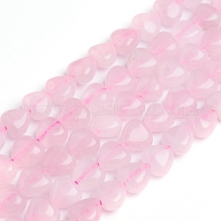Granos naturales de abalorios de cuarzo rosa, corazón, 7.2~9x8.3~8.7x5.2~5.4mm, agujero: 1 mm, aproximamente 49~50 pcs / cadena, 15.35 pulgada (39 cm)