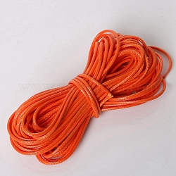 Cordon de polyester ciré, ronde, rouge-orange, 1.5mm, 10 m / bundle