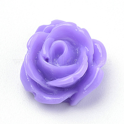 樹脂カボション  花バラ  青紫色  11x12x6~7mm