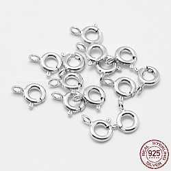 925 пружинная застежка из серебра с родиевым покрытием, кольцо, с 925 маркой, платина, 11.5x9.5x2 мм, отверстие : 2 мм