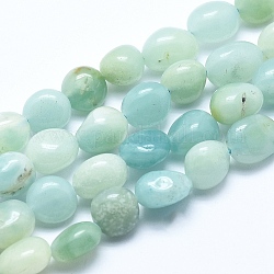 Natur Amazonit Perlen Stränge, getrommelt Stein, Nuggets, 6~8 mm, Bohrung: 0.8 mm, ca. 45~47 Stk. / Strang, 15.7 Zoll (40 cm)