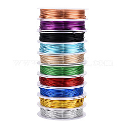 Alambre de aluminio redondo, Alambre de metal flexible para manualidades para hacer joyas, color mezclado, 20 calibre, 0.8mm, 5 m / rollo (16.4 pies / rollo), 10 rollos / grupo