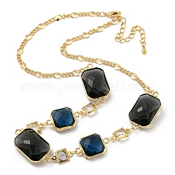 Collane con pettorina con perle di vetro rettangolari sfaccettate, collane a catena in ottone, oro, 15.35 pollice (39 cm)