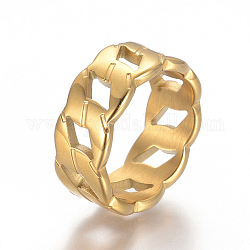 Unisex 304 Stainless Steel Finger Rings, Wide Band Rings, Curb Chain Shape, Golden, Size 8, 18mm, 9mm wide