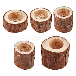 OLYCRAFT 5Pcs 5 Styles Natural Wood Candle Holders, for Rustic Wedding Party Birthday Holiday Decoration, Column, 1pc/style