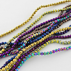 Non-magnetic Synthetic Hematite Beads Strands, Grade A, Faceted, Round, Mixed Color, 8x8mm, Hole: 1mm