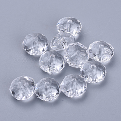 Perles en acrylique transparente, facette, rondelle, clair, 14.5x9.5mm, Trou: 2mm, environ 409 pcs/500 g