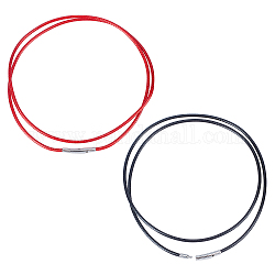 Sunnyclue 2pcs 2 Farben Polyester gewachste Schnüre Halskettenherstellung, mit 304 Edelstahl Bajonettverschlüsse, Edelstahl Farbe, black & red, Mischfarbe, 56x0.2 cm