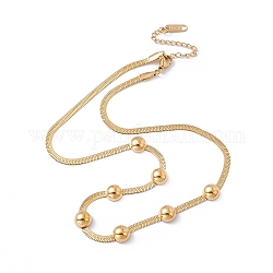 Ионное покрытие (ip) 304 полукруглое ожерелье из нержавеющей стали с подвеской из бисера с цепочками в елочку для женщин, золотые, 16 дюйм (40.5 см)
