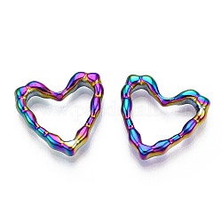 Chapado de iones (ip) 304 anillo de enlace de acero inoxidable, desigual, corazón, color del arco iris, 18.5x19.5x4mm, diámetro interior: 10x14.5 mm