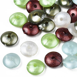 Perles acryliques opaques, plat rond, couleur mixte, 10x4mm, Trou: 1.5mm, environ 2300 pcs/500 g