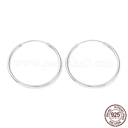 925 серебряные серьги-кольца с родиевым покрытием, со штампом s925, Реальная платина, 29x1.5x30 мм