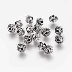 Perline in lega stile tibetano, bicono, argento antico,  cadmio& piombo libero, 7x6mm, Foro: 2 mm