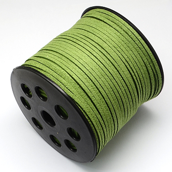 Cordón de gamuza sintética ecológico, encaje de imitación de gamuza, verde amarillo, 3.0x1.4mm, alrededor de 98.42 yarda (90 m) / rollo