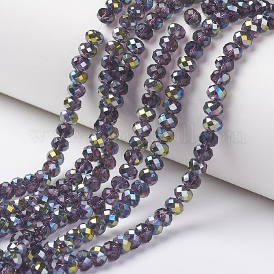 Chapelets de perles en verre transparent électrolytique&nbsp;EGLA-A034-T8mm-S07-1