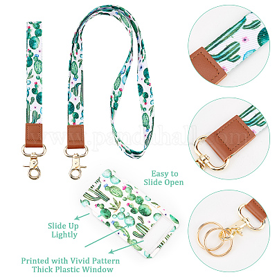 Wholesale SUNNYCLUE 1 Box ID Badge Holder with Lanyard Vertical Badge  Holders Breakaway Rectangle Lanyards for ID Badges Green Cactus Hard  Plastic Case 2 Styles Straps with 360 Lobster Clasp Office Name