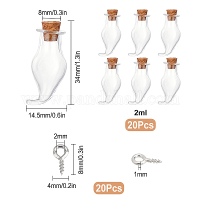 Wholesale SUNNYCLUE 20Pcs Teardrop Shape Small Wish Bottles Tiny