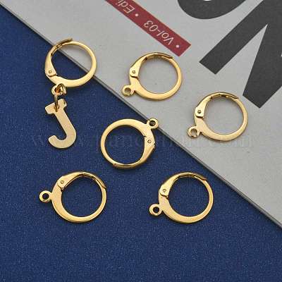 24K Gold plated round lever back, Stainless steel hoop earring hooks