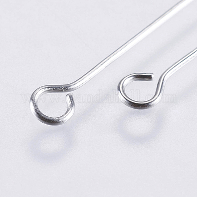 304 Stainless Steel Eye Pins, Stainless Steel Color, 40mm, Pin: 0.5mm,  Head: 3mm, Hole: 1.8mm