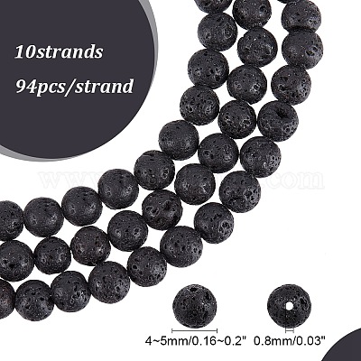 Wholesale Natural Lava Rock Gemstone Round Bead Strands 