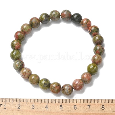 Bracelets extensibles de perles naturelles unakite&nbsp;BJEW-K212-B-006-1