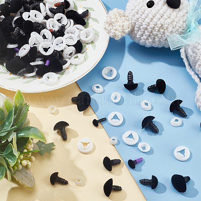 90Pcs Large Safety Eyes and Noses Kit Black Plastic Craft Dolls Eyes for  DIY Puppets Bear Crafts Stuffed Animals Amigurumi Making Supplies (9 Sizes)