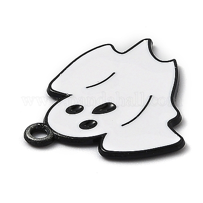 合金エナメルチャーム ハロウィン用 ゴースト 電気泳動黒 ホワイト 26 5x23x1 2mm 穴 1 8mmの通販 Jp Pandahall Com
